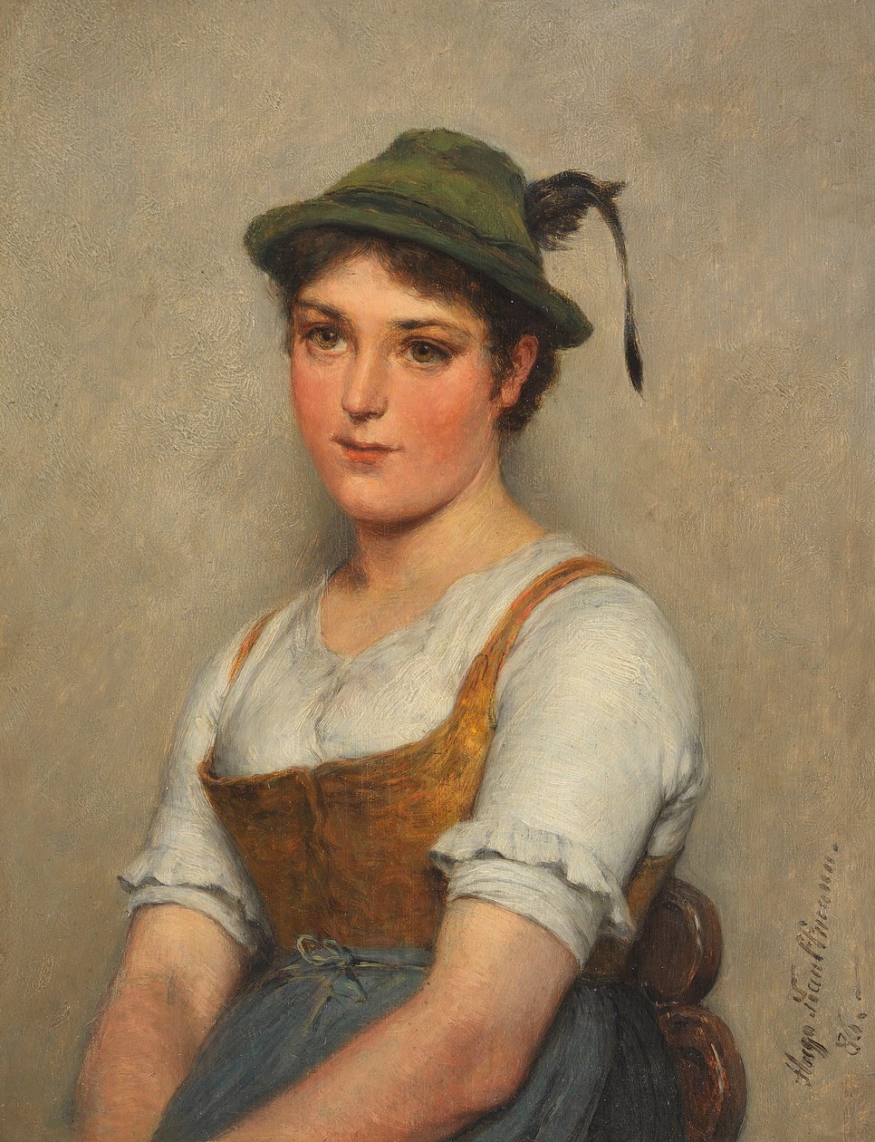Yeşil şapkalı genç kız by Hugo Kauffmann