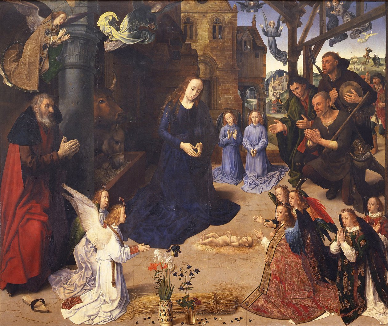 Çobanların Hayranlığı Portinari Triptik, yaklaşık 1478 by Hugo van der Goes