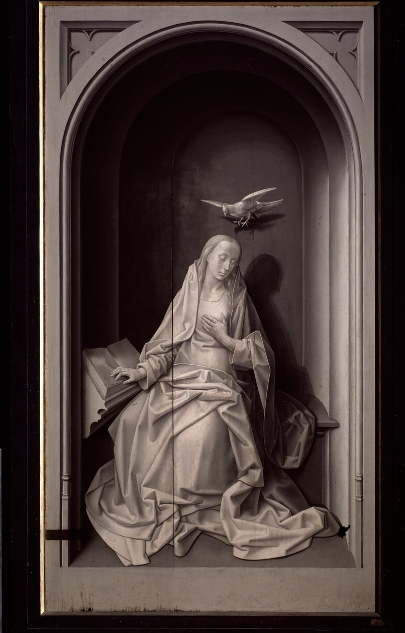 Müjdenin Bakiresi, Portinari Üç Parçasından, c.1479 (panelde yağlı boya) by Hugo van der Goes
