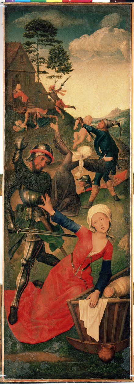Magi'ye Tapınma Üçlemesi: ""masumların katliamı"" Sağ panel. Hugo van der Goes (1435-1482) tarafından ahşap üzerine boyama 15. yüzyıl Dim. 96.3x109.2 cm Ermitaj Müzesi, Sankt Petersburg by Hugo van der Goes