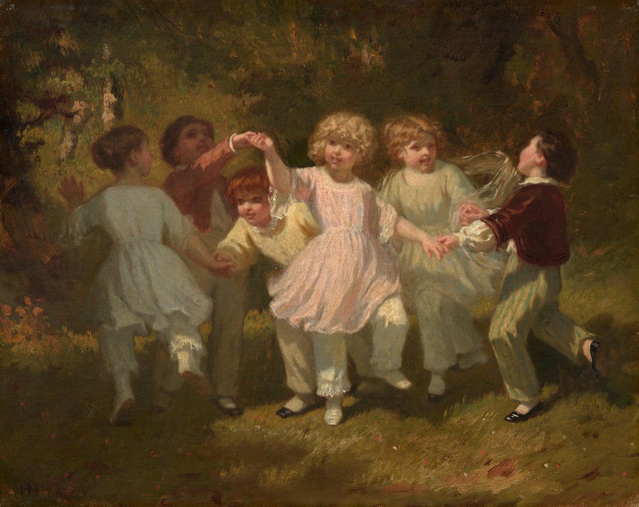 Parkta Oynayan Çocuklar, c.1860 (tuval üzerine yağlıboya) by Hugues Merle