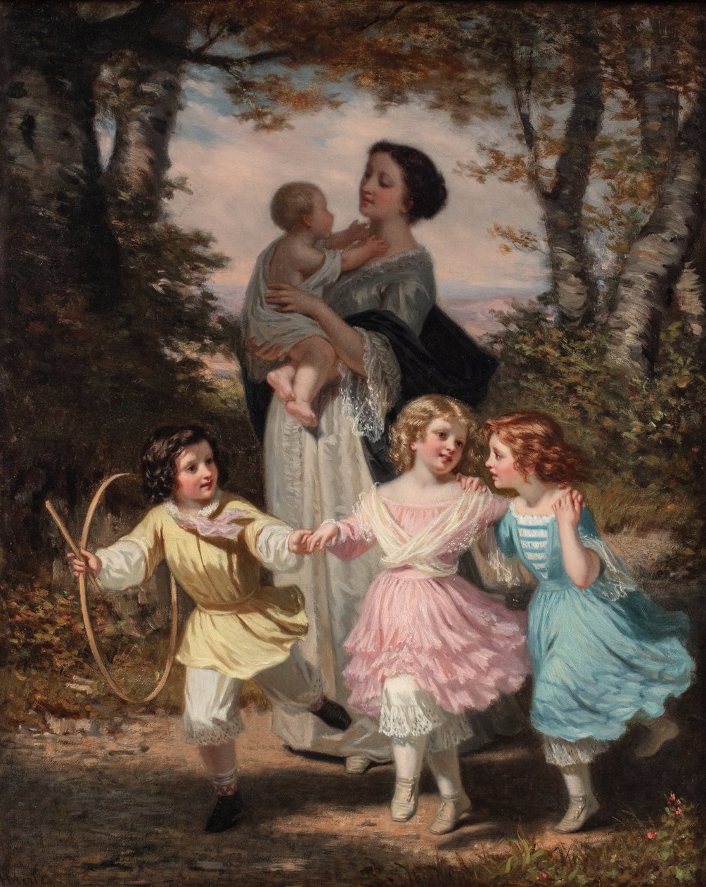 Anne ve Çocuklar, 1840-80 dolayları (tuval üzerine yağlı boya) by Hugues Merle