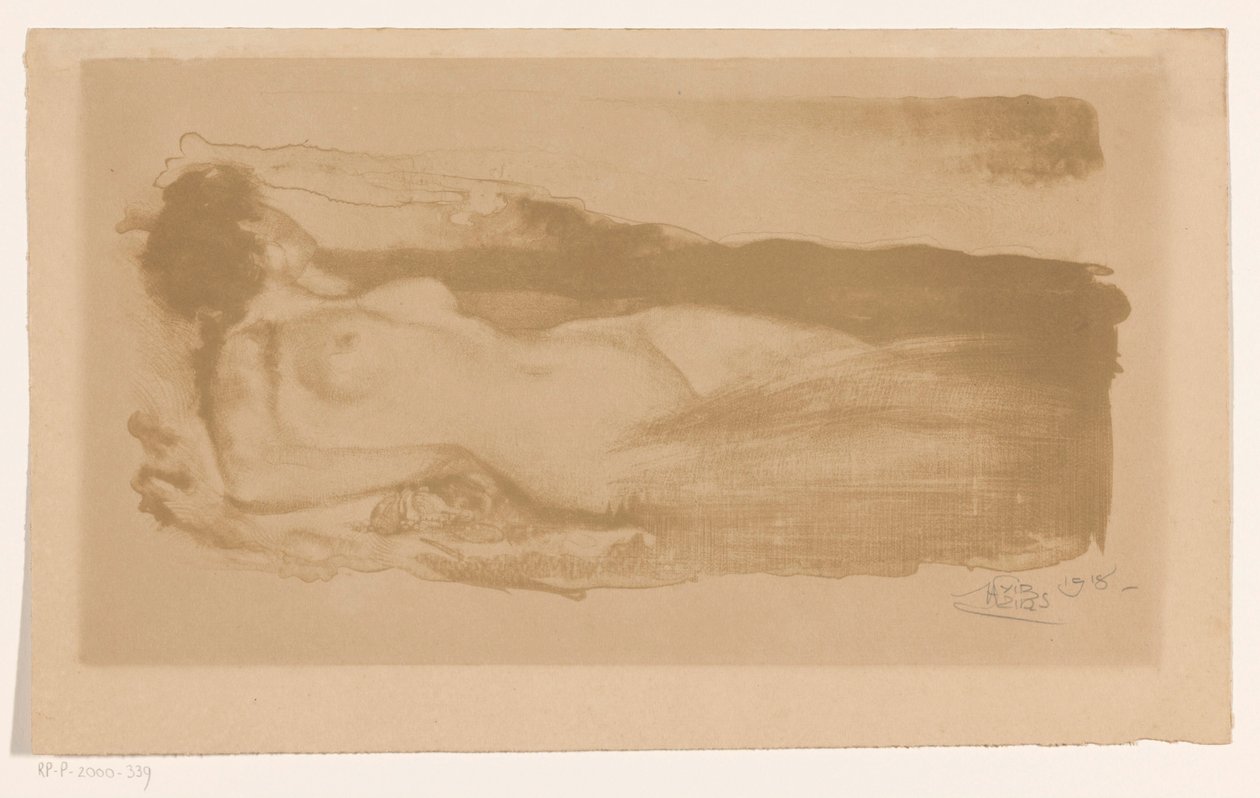 uzanmış çıplak kadın by Huib Luns (signed by artist)