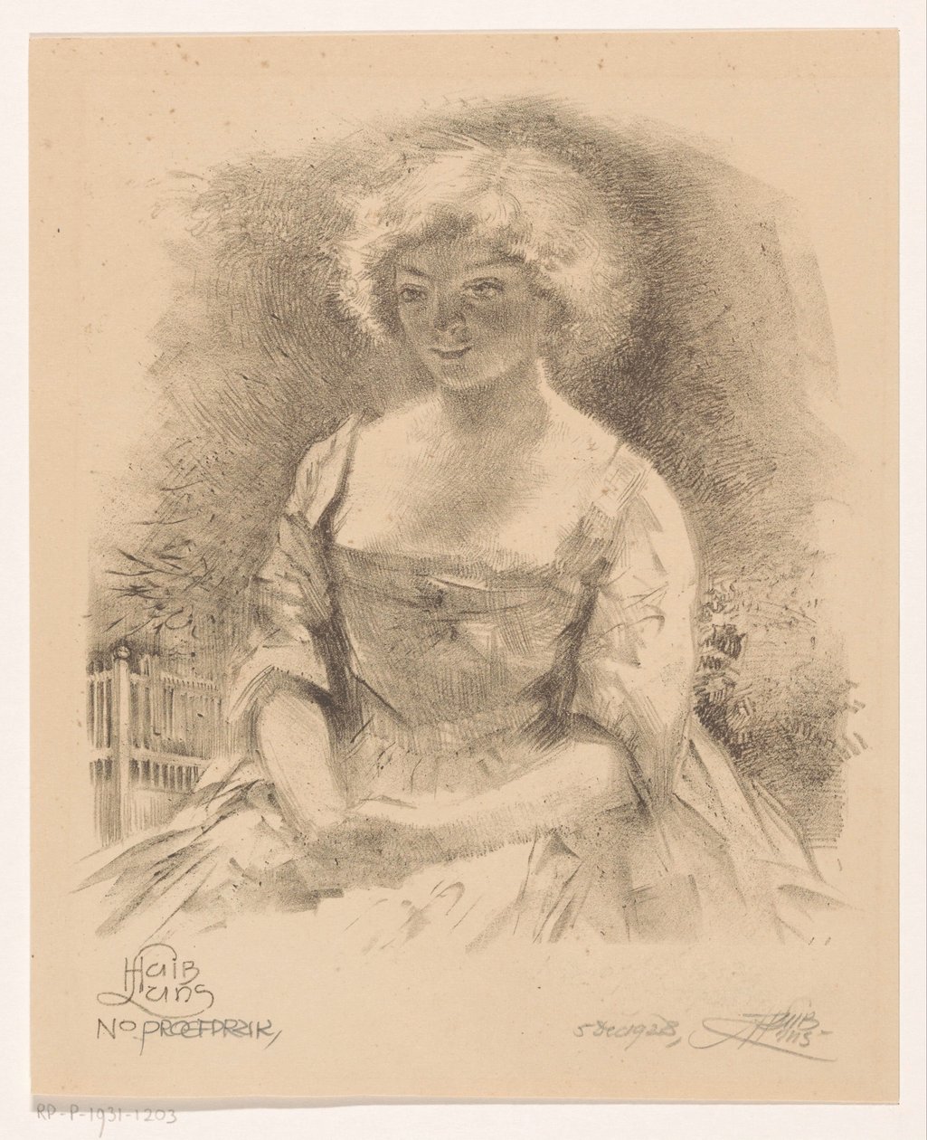 oturan kız by Huib Luns (signed by artist)