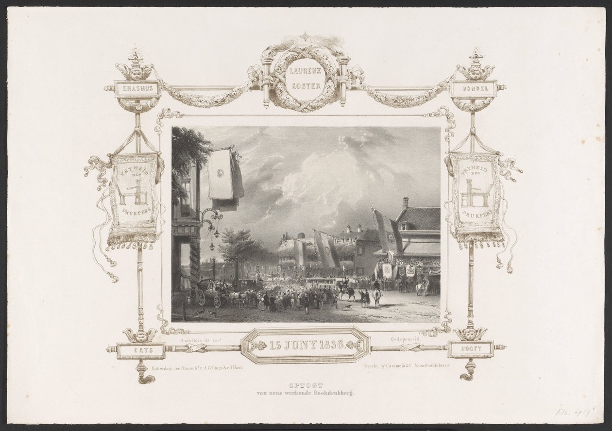 Bir matbaa ile alay, 1836 Optogt van eene, Drukkerij