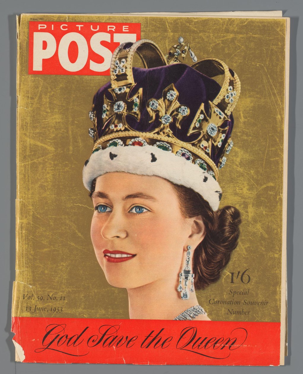 Kraliçe II. Elizabeth'in taç giyme töreni için Resimli Posta'nın özel baskısının kopyası, 13 Haziran 1953 Resimli Posta / Özel Taç Giydirme hatıra numarası (nesne üzerindeki başlık) by Hulton Press Ltd.
