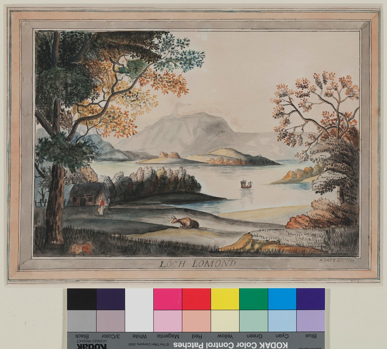 Loch Lomond (kağıt üzerine sulu boya) by Humphry Davy