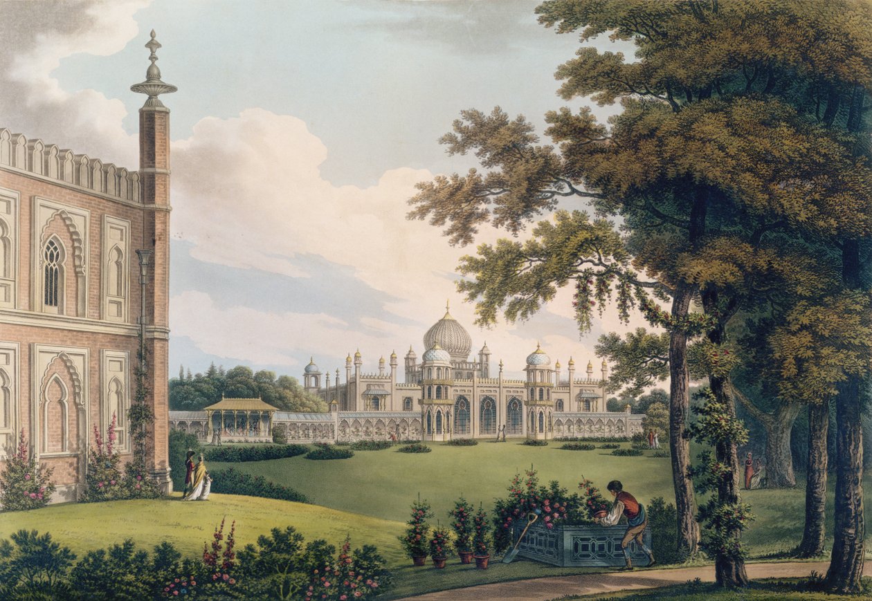 Joseph Constantine Stadler tarafından oyulmuş bahçeleri gösteren Brighton Pavyonu by Humphry Repton