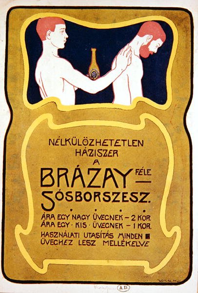 Eau de Toilette Brazay için Macar reklamı, c.1900 (renkli taş) by Hungarian School