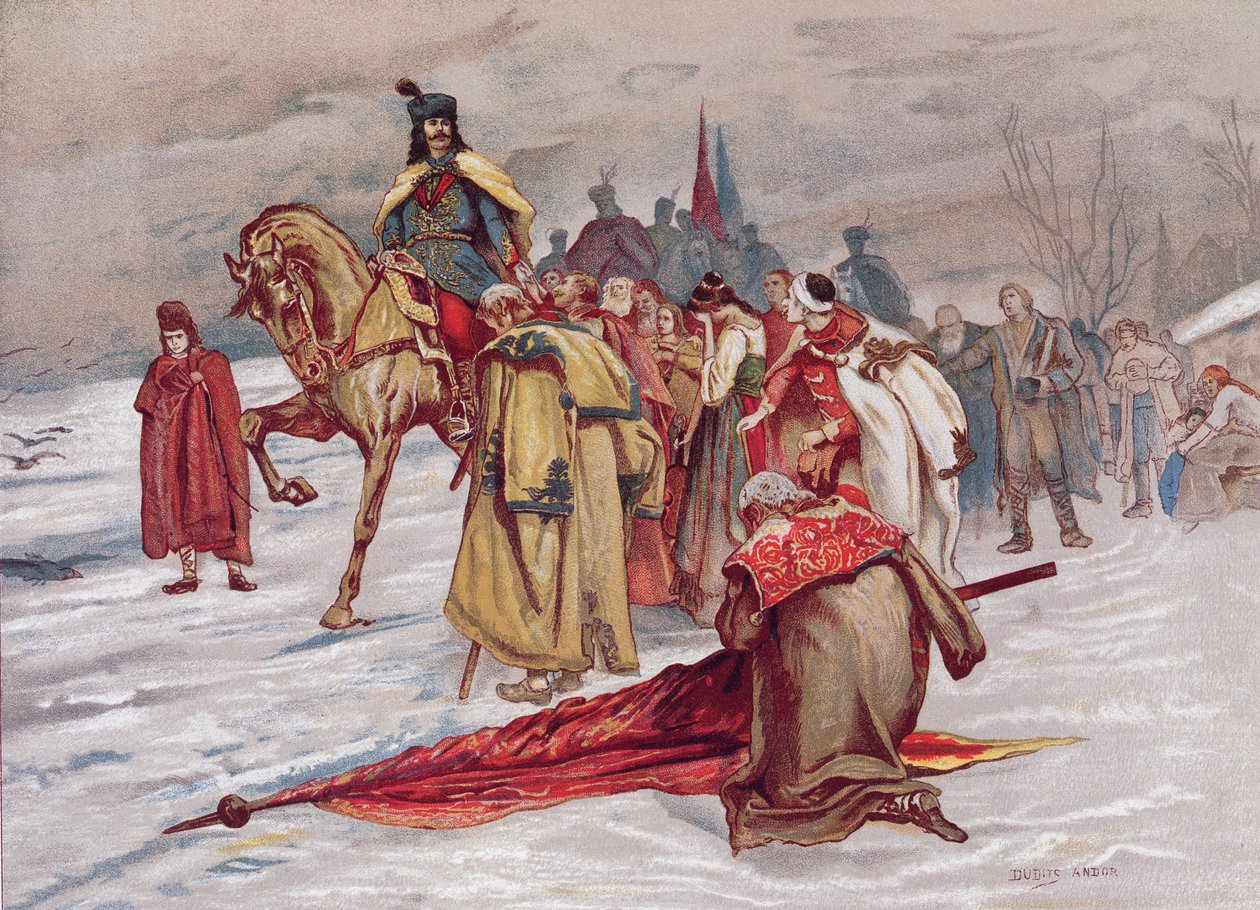 Rakoczi Ferenc, Şubat 1711, 1900 dolaylarında sürgüne giderken halkına veda ediyor by Hungarian School