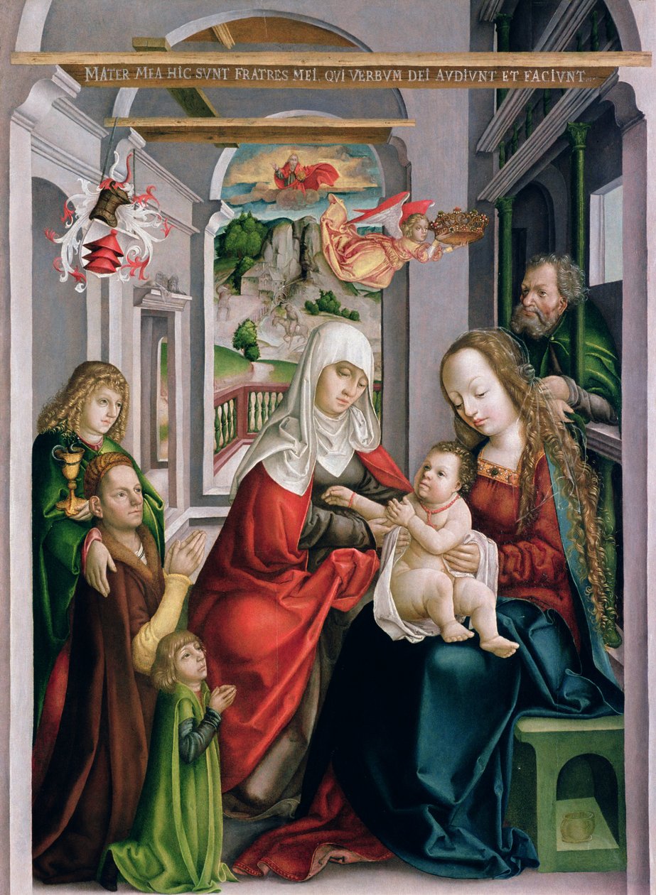 Aziz Anne ve Bakire ve Çocuk, Eperjes, c.1520 (çam ağacı üzerinde tempera) by Hungarian School