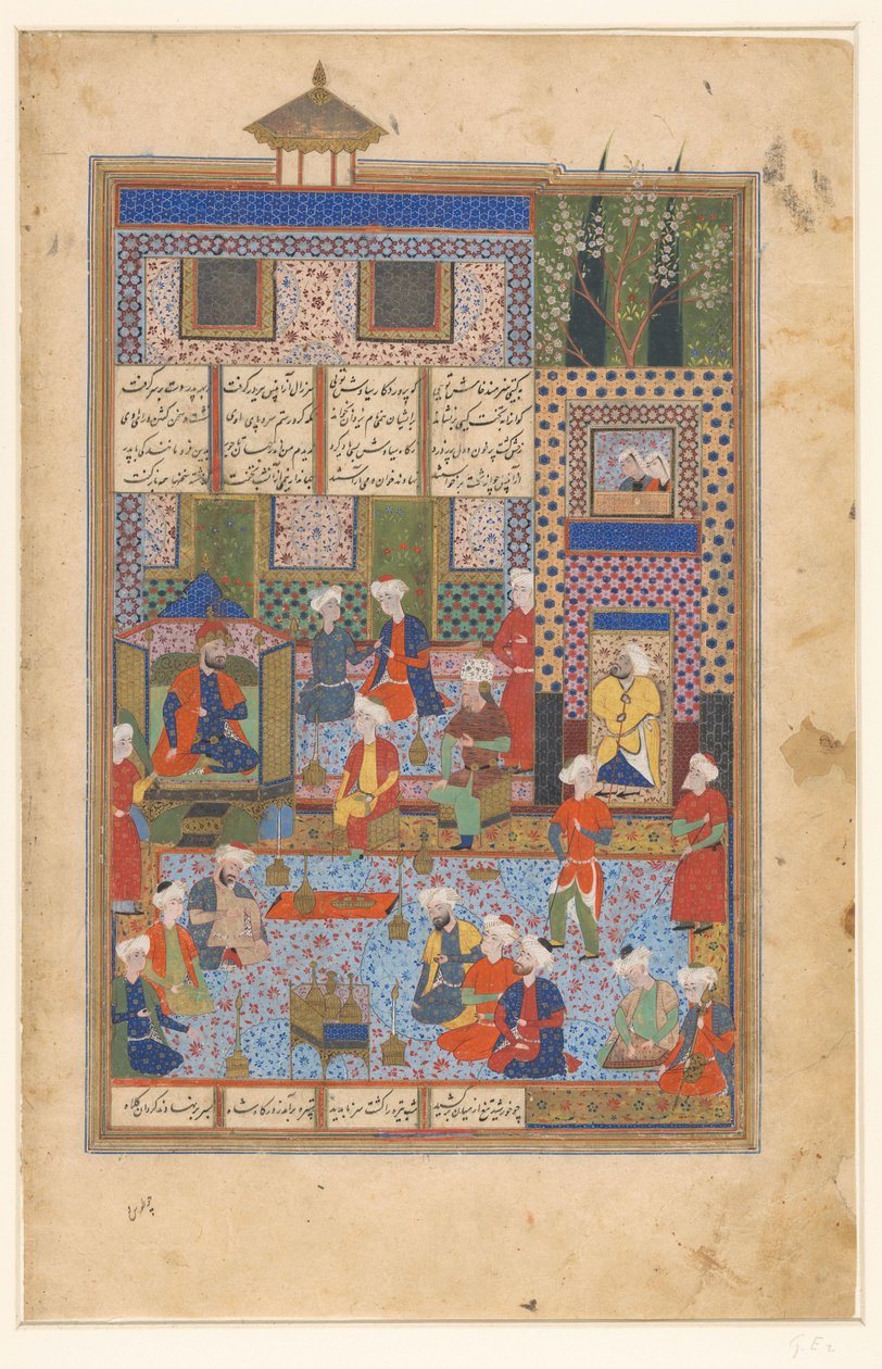Rüstem, Şah Kai Khusrau'ya veda etti by Husain Mirza Baiqara van Herat (manner of)