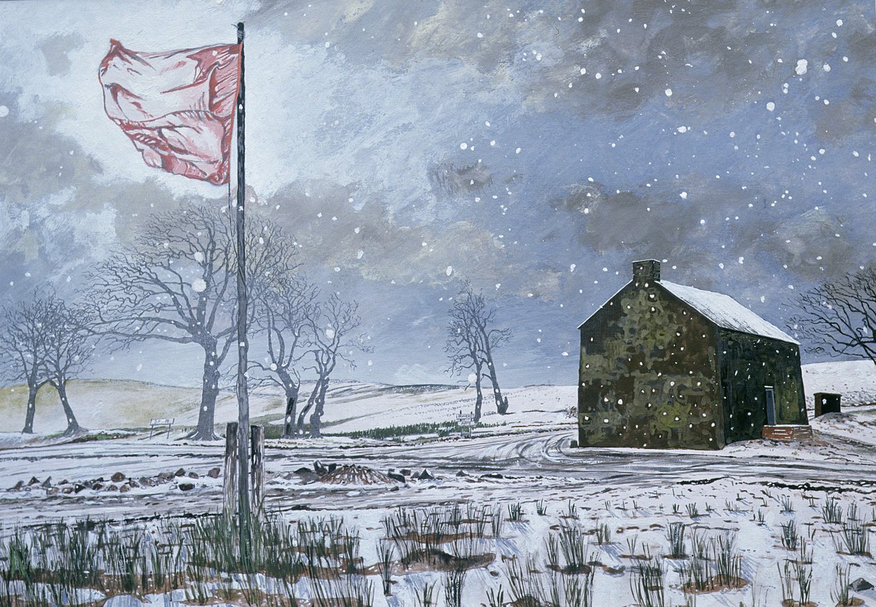 Drovers Arms ve Kızıl Bayrak, Garth yakınlarında, 1992 (kartta guaj) by Huw S. Parsons