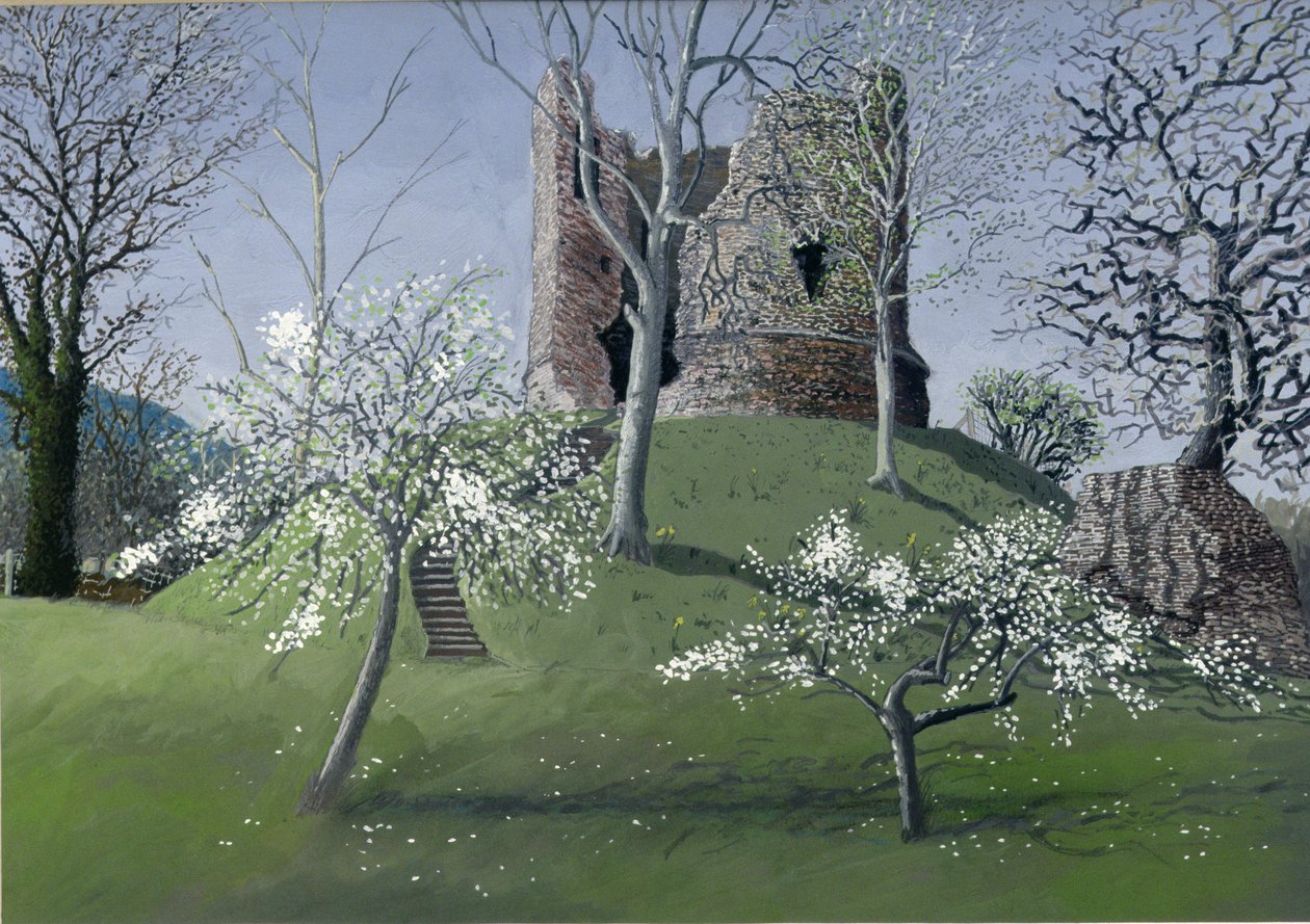 Longtown Kalesi, 1992 (kart üzerinde guaj) by Huw S. Parsons