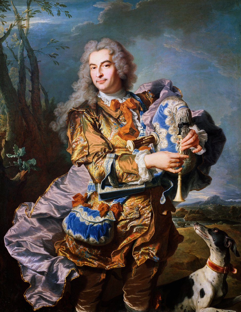Gaspard de Gueidan gayda çalıyor, yaklaşık 1735, Hyacinthe Rigaud (1659-1743), tuval üzerine yağlı boya. Detay. Fransa by Hyacinthe Francois Rigaud