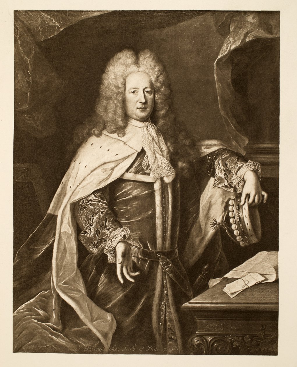 Henry St. John, Bollingbroke Vikontu, pub. 1902 (kollotip) by Hyacinthe Francois Rigaud