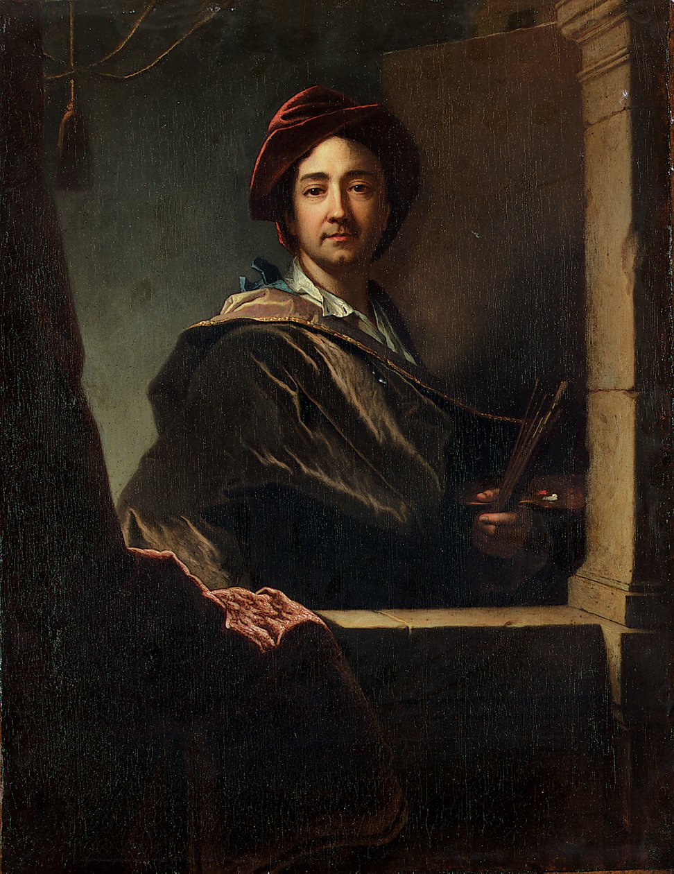 Sanatçının portresi, yarım boy, kanatlı, 1712 by Hyacinthe Francois Rigaud