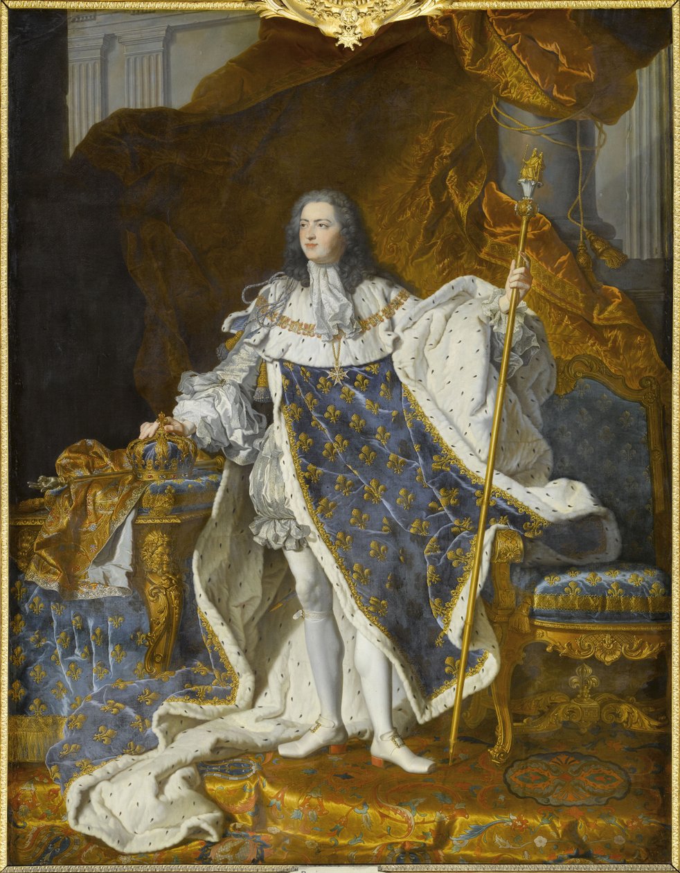 Kraliyet kostümü içinde Louis XV portresi by Hyacinthe François Honoré Rigaud