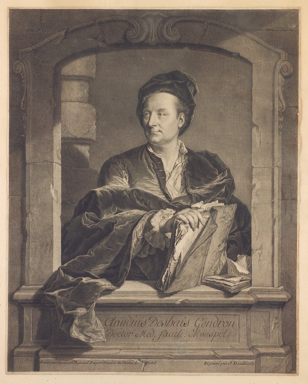 Doktor Claude Deshais Gendron, J. Daulle tarafından oyulmuş, c.1737 by Hyacinthe Francois Rigaud