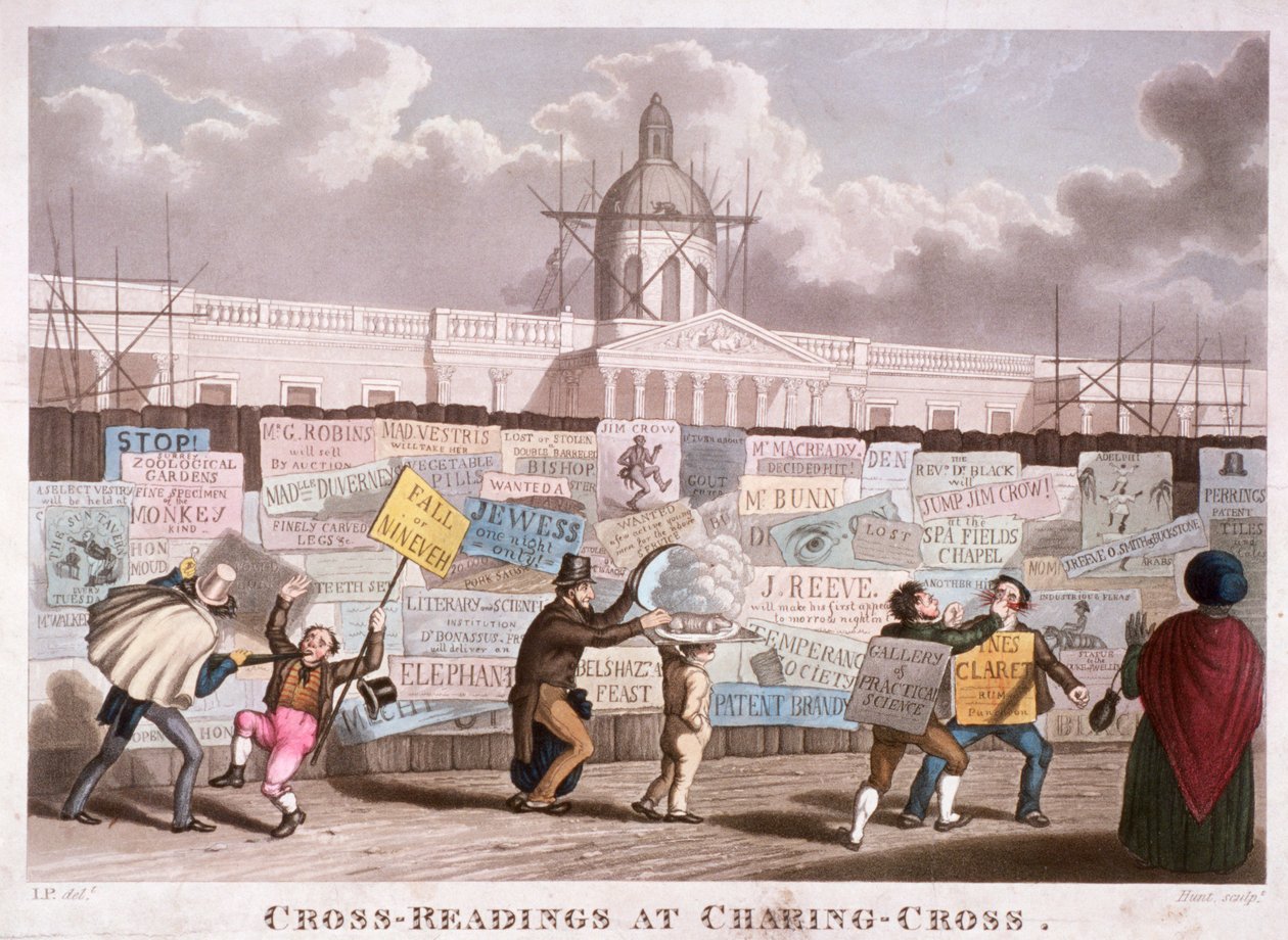 'Charing-Cross'ta Çapraz Okumalar', Londra, 1835 by IP