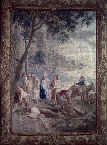 I.V.Borcht tarafından rustik bir sahneyi betimleyen goblen, Flaman, 17. yüzyıl by I.V. Borcht