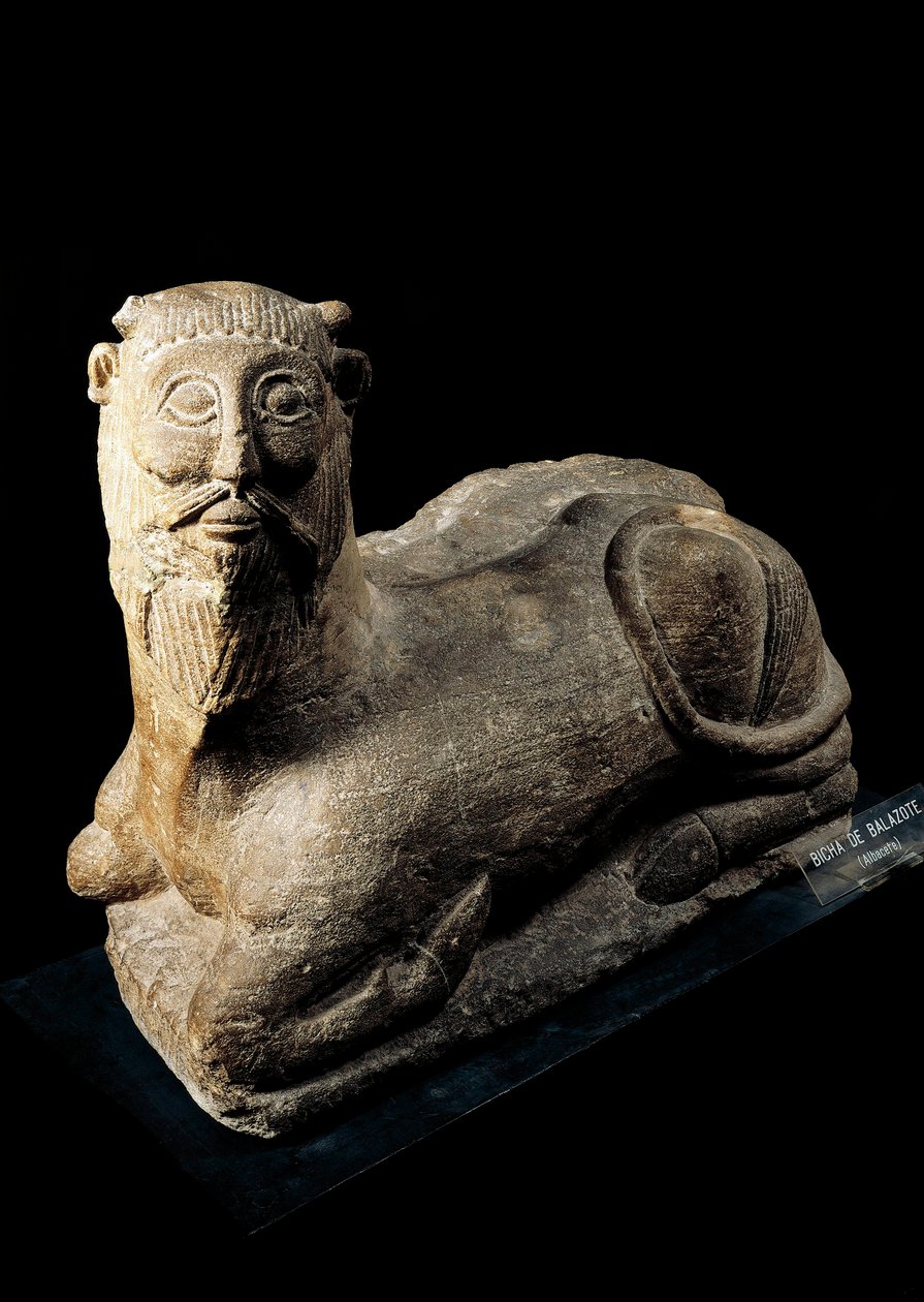 İber sanatı: “Bicha de Balnitrogen”, insan başlı bir boğa. Albacete, İspanya