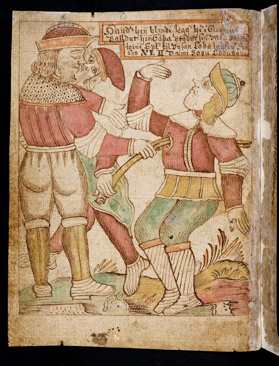 The Killing of Balder, 'Melsted's Edda'dan (kağıt üzerine kalem ve mürekkep ve suluboya) (ayrıca bkz. 69854) by Icelandic School