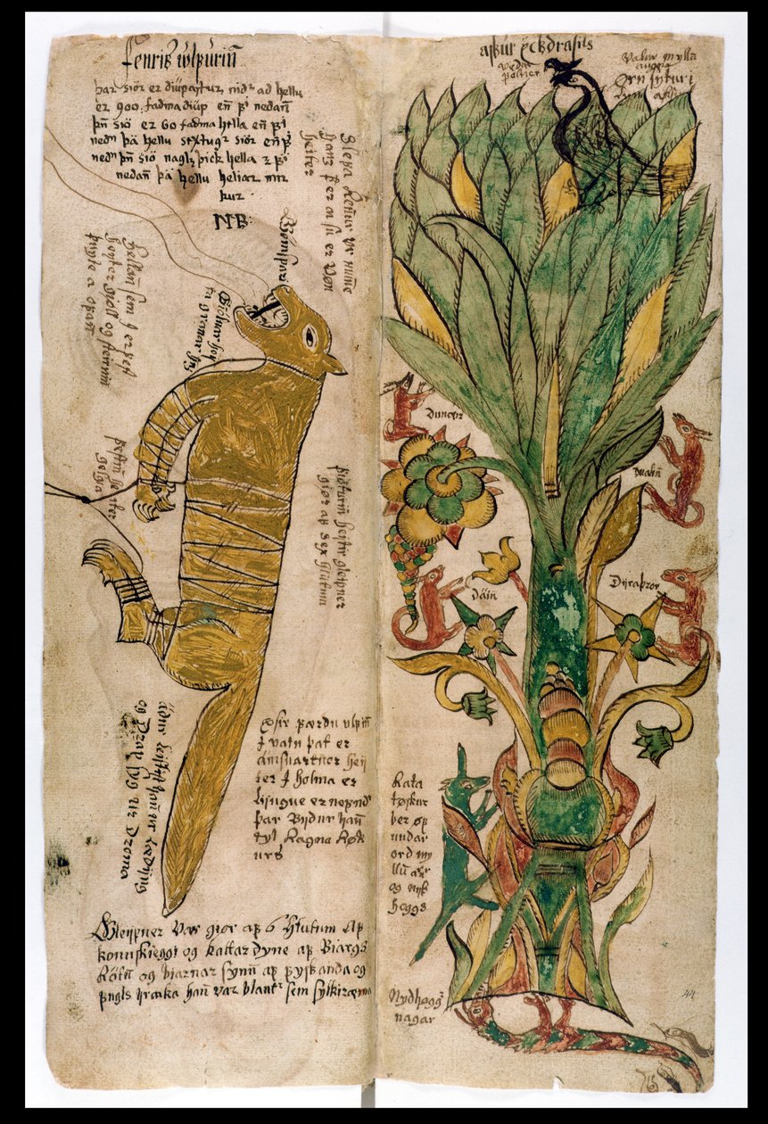 Kurt Fenrir ve Dünya Ağacı Yggdrasil, 1680 by Icelandic School