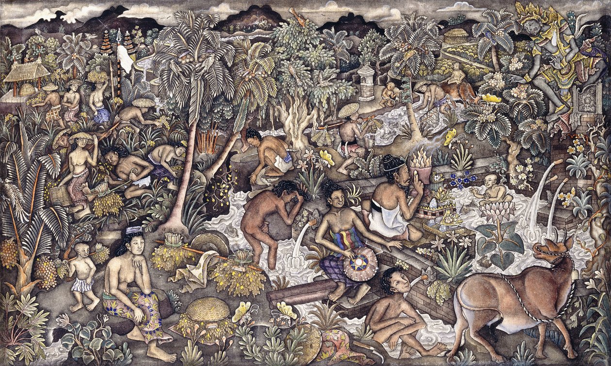 Bali Life, 1940 dolayları (peynir bezi üzerine yağlı boya) by Ida Bagus Kembeng