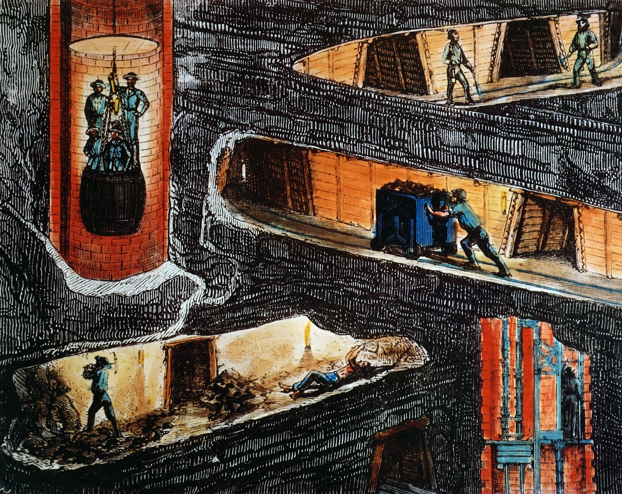 Kömür Madeninin Kesiti by Ignace Francois Bonhomme