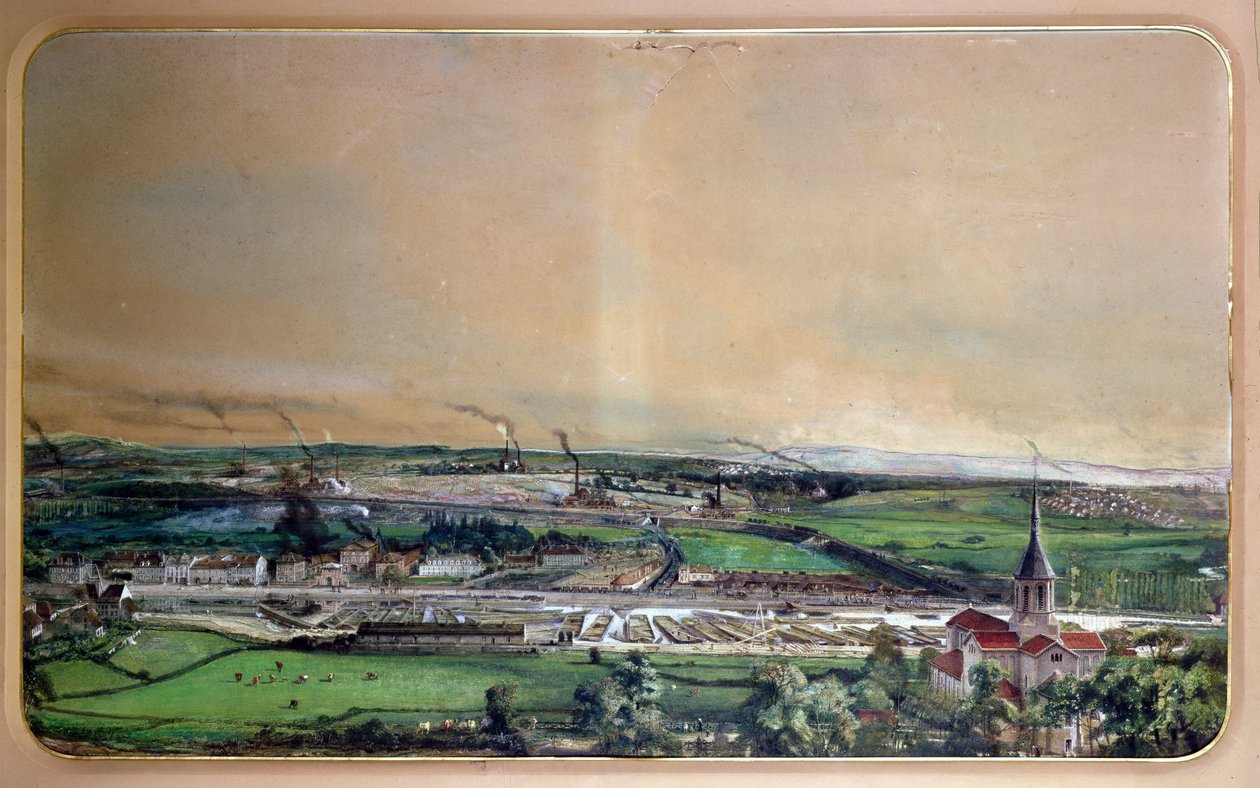 Blanzy kömür sahasındaki endüstriyel manzara, Saone-et-Loire, c.1860 (kağıt üzerinde) by Ignace Francois Bonhomme