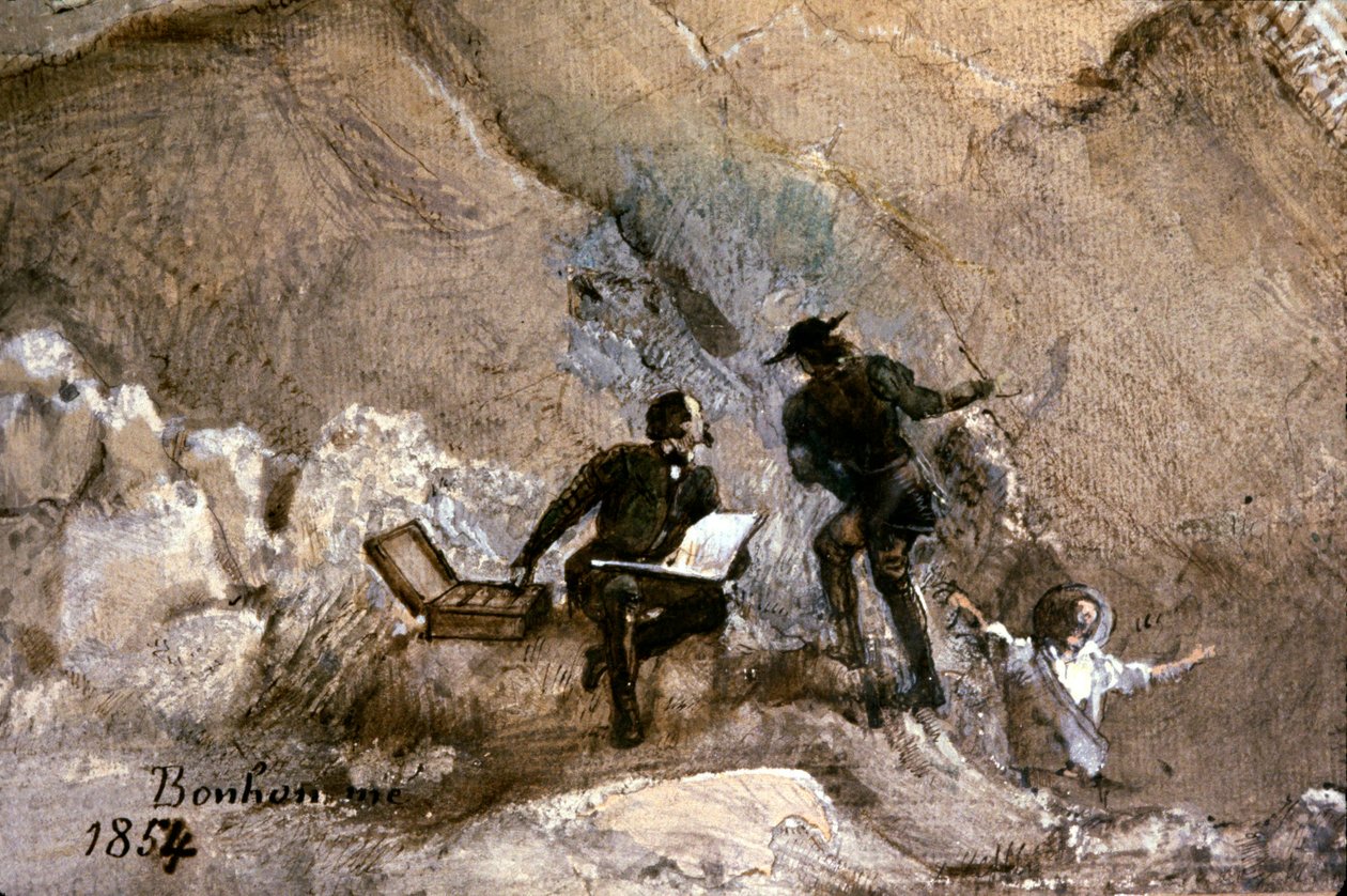 Ignace François Bonhomme açık havada resim yapıyor by Ignace Francois Bonhomme