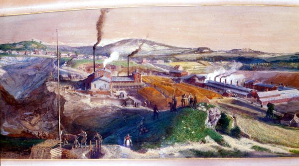 Blanzy kömür sahasında endüstriyel peyzaj, Saone-et-Loire by Ignace Francois Bonhomme