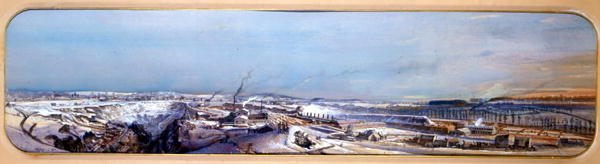 Kar altında Blanzy kömür sahasında endüstriyel manzara, Saone-et-Loire by Ignace Francois Bonhomme