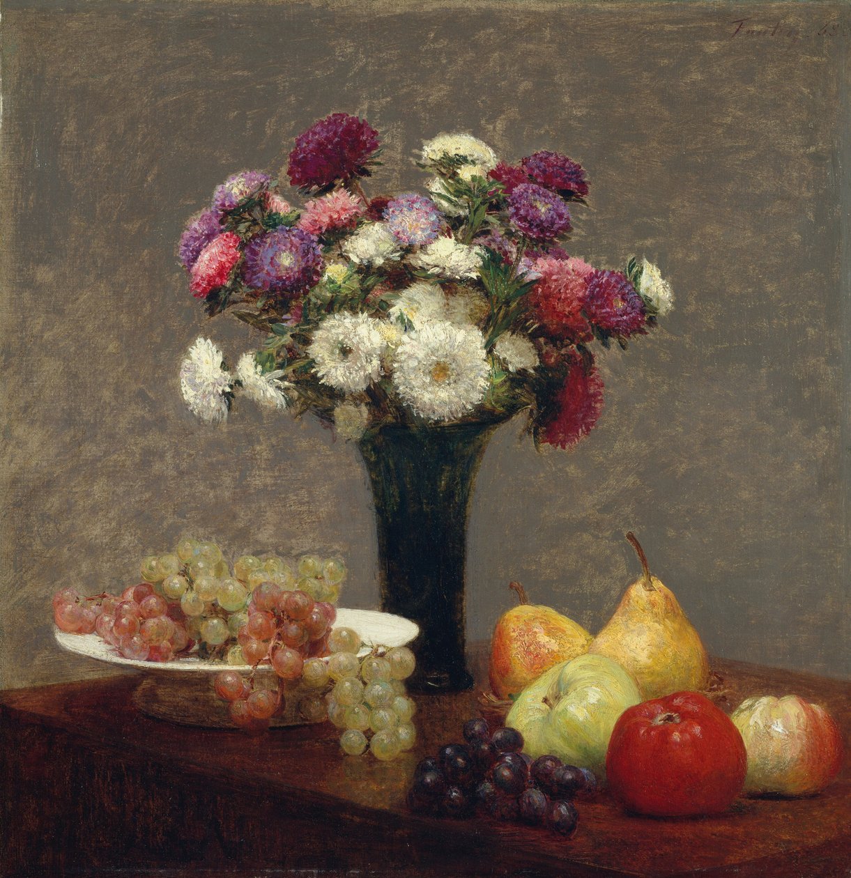 Masada Aster ve Meyve, 1863 by Ignace Henri Jean Fantin Latour
