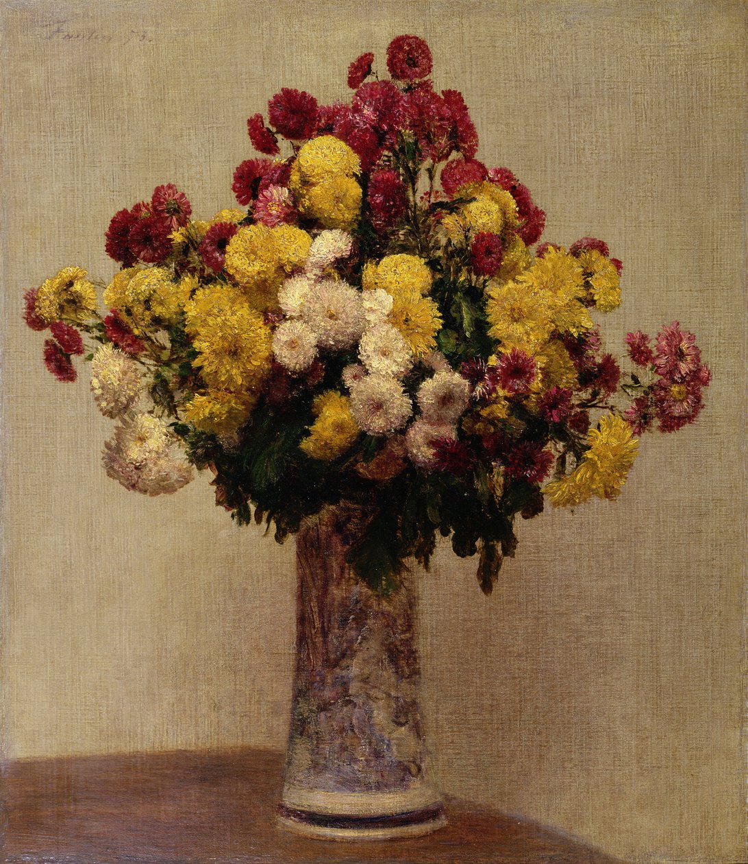 Vazoda Krizantemler, 1873 by Ignace Henri Jean Fantin Latour