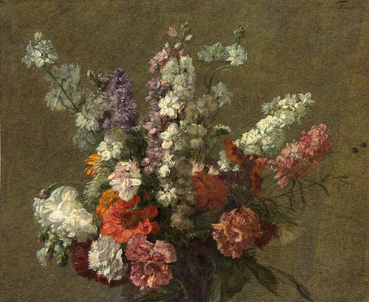 Delphiniumlar; Larkspur, 1899 by Ignace Henri Jean Fantin Latour