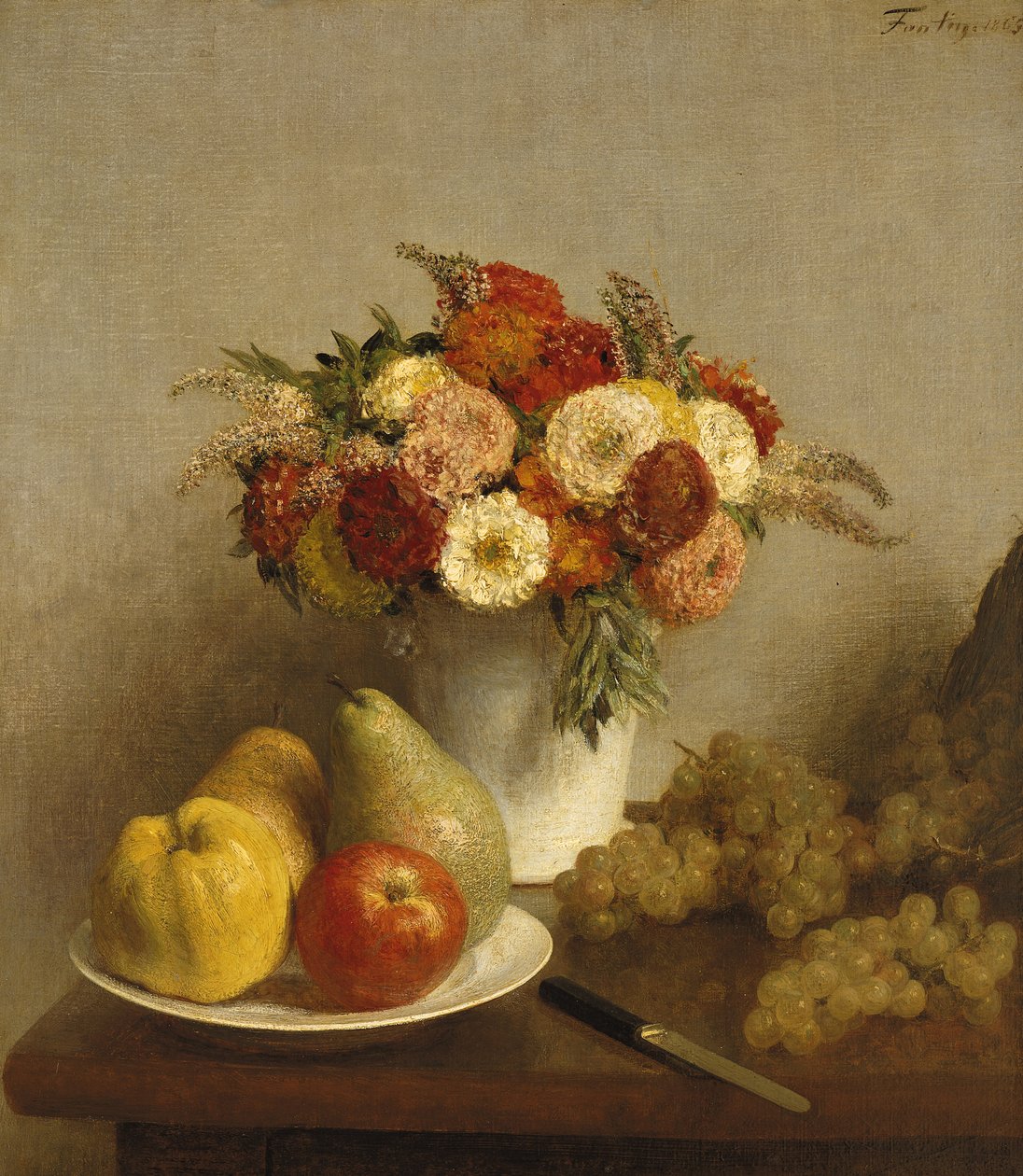 Çiçekler ve Meyve, 1865 by Ignace Henri Jean Fantin Latour