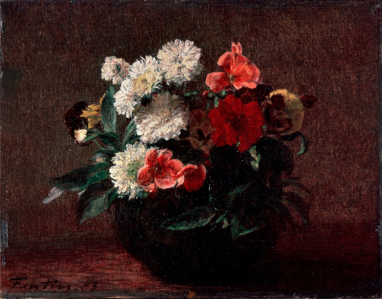 Toprak Vazoda Çiçekler, 1883. by Ignace Henri Jean Fantin Latour