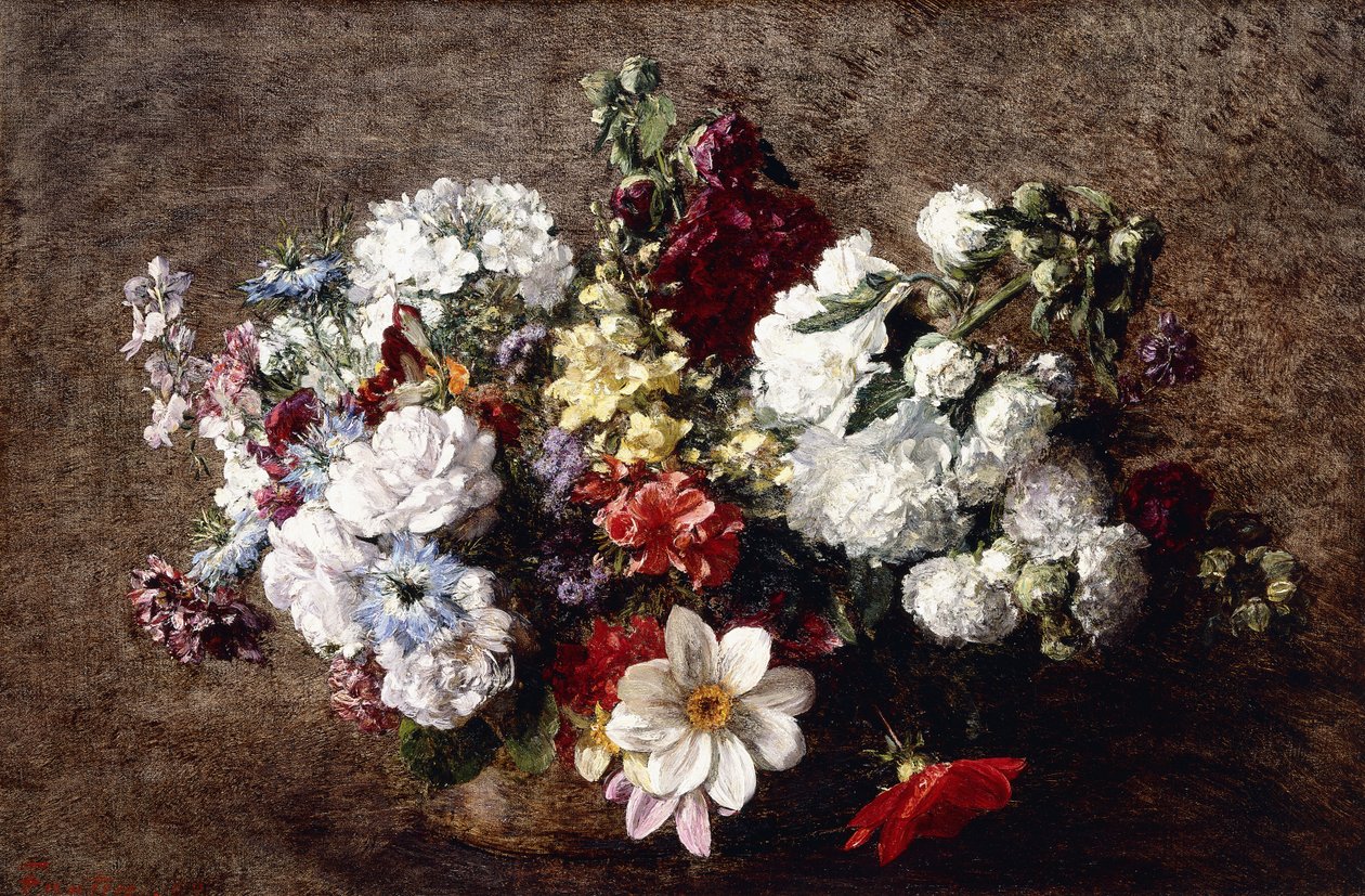 karışık buket by Ignace Henri Jean Fantin Latour