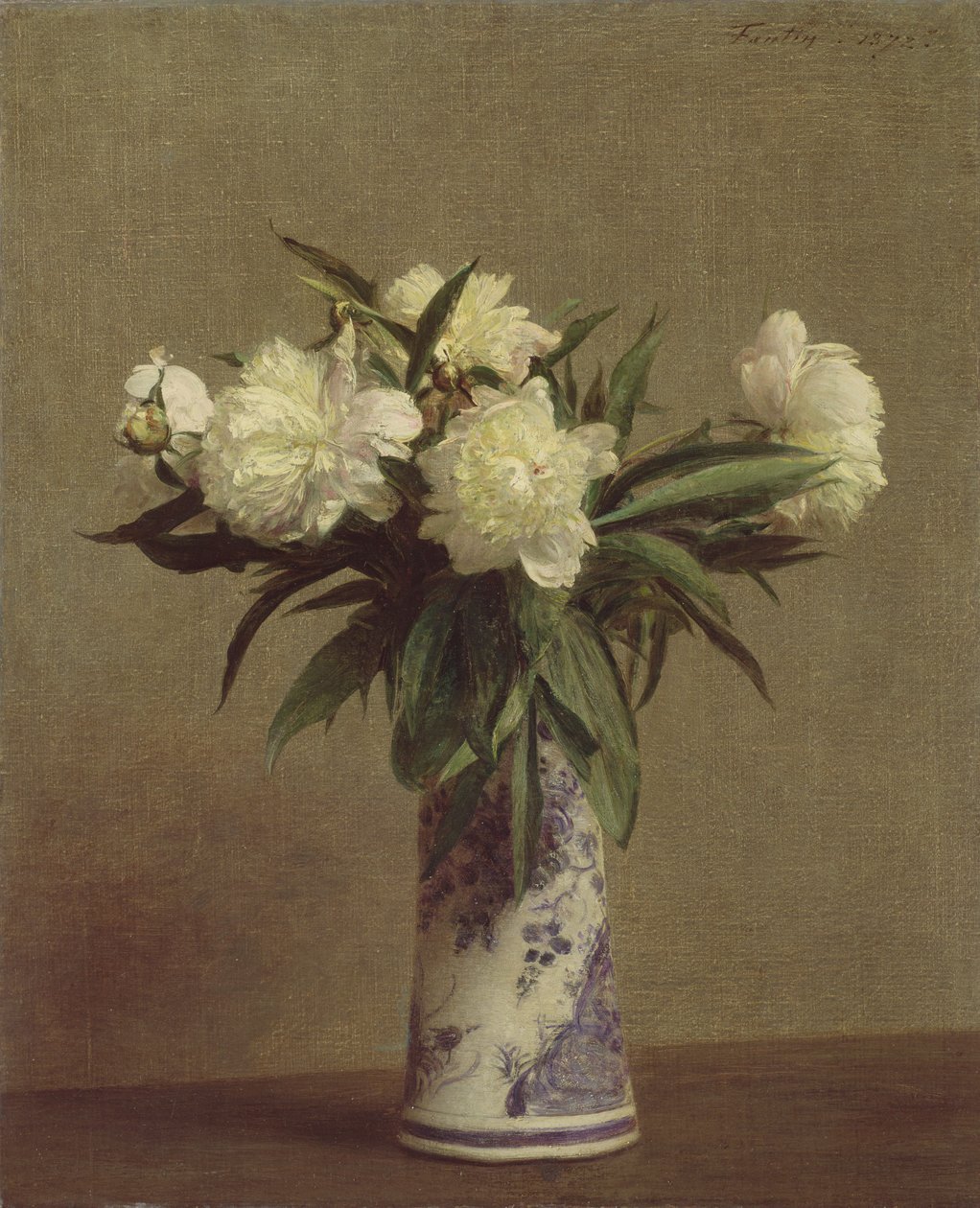 Mavi Beyaz Vazoda Şakayıklar, 1872 by Ignace Henri Jean Fantin Latour