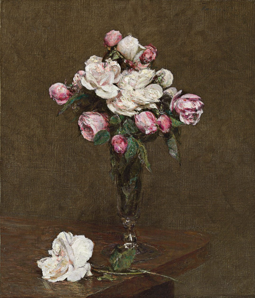 Şampanya Flütünde Pembe Beyaz Güller, 1874 by Ignace Henri Jean Fantin Latour