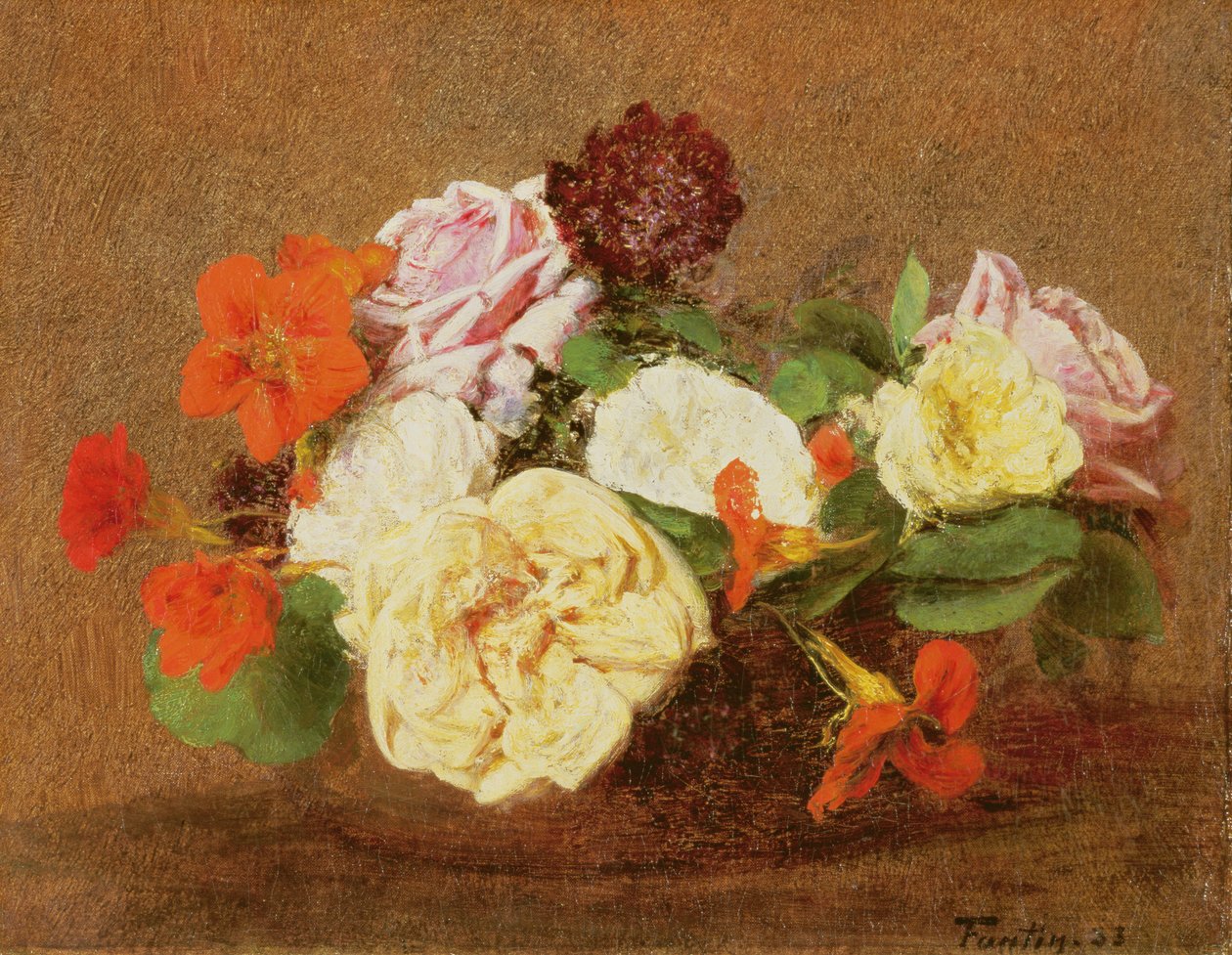 Vazoda Güller ve Nasturtiumlar, 1883 by Ignace Henri Jean Fantin Latour