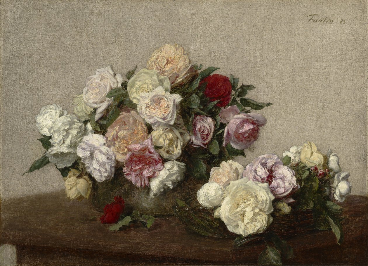 Kase ve Tabaktaki Güller, 1885 by Ignace Henri Jean Fantin Latour