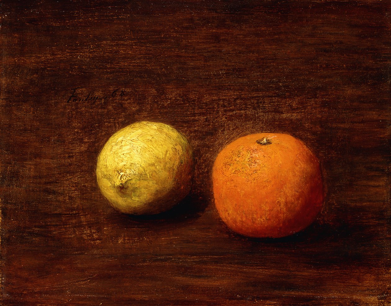Natürmort, Limon ve Portakal; Doğa Morte, Citron ve Portakal, 1868 by Ignace Henri Jean Fantin Latour