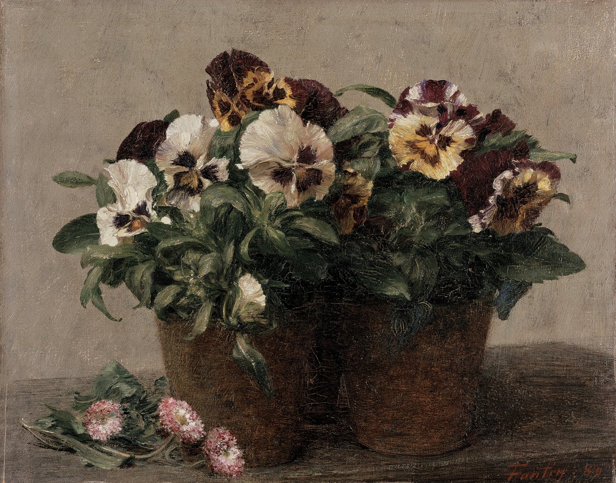 Hercai Menekşe ve Papatyaların Natürmortu, 1889 by Ignace Henri Jean Fantin Latour