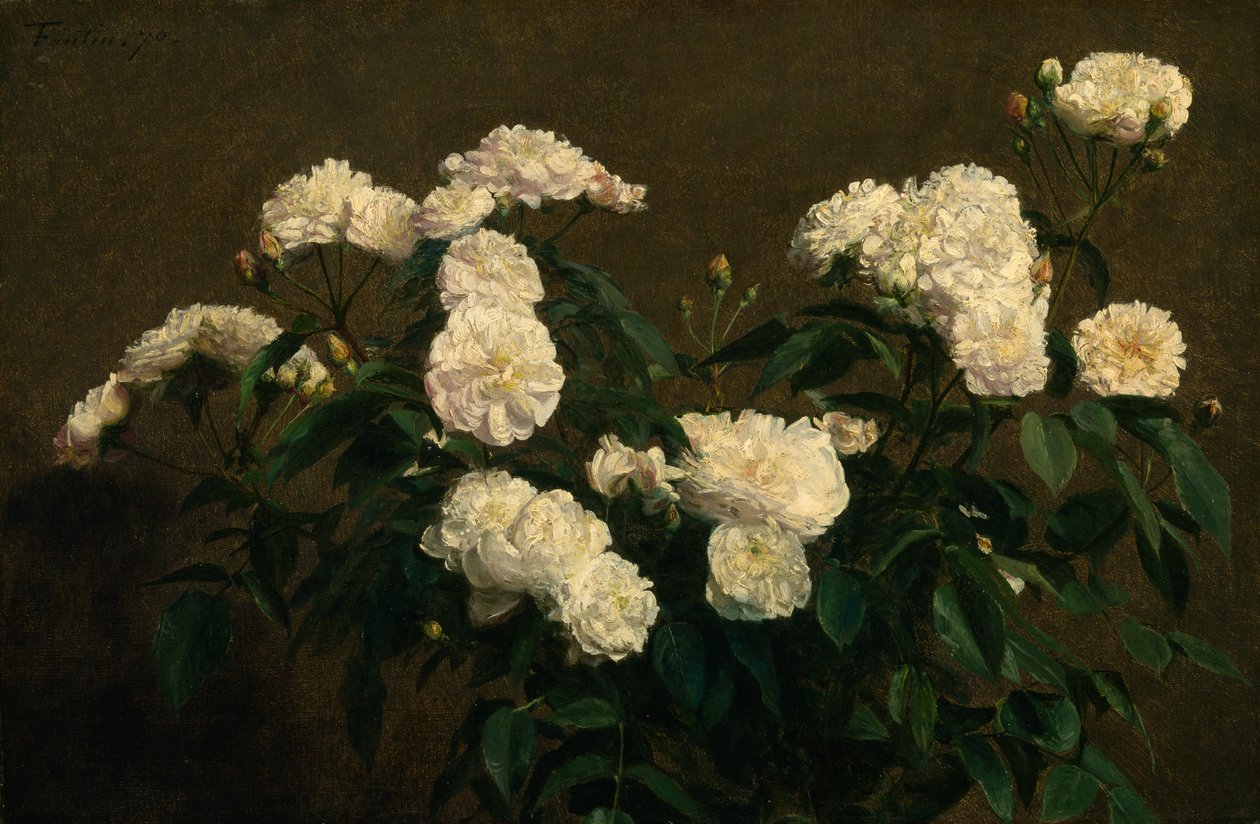 Beyaz Güllerin Natürmortu, 1870 by Ignace Henri Jean Fantin Latour