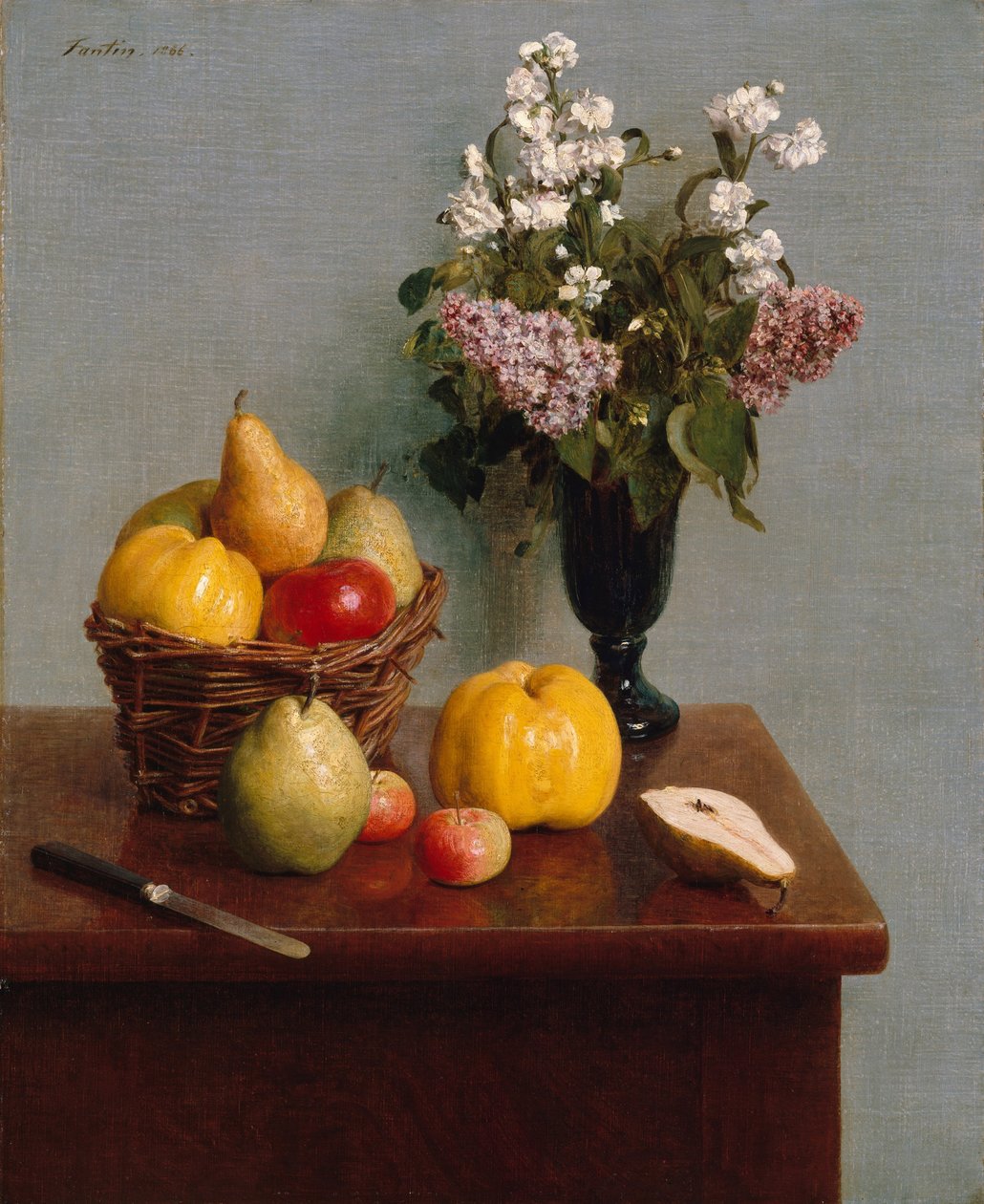 Çiçekler ve Meyveli Natürmort, 1866 by Ignace Henri Jean Fantin Latour