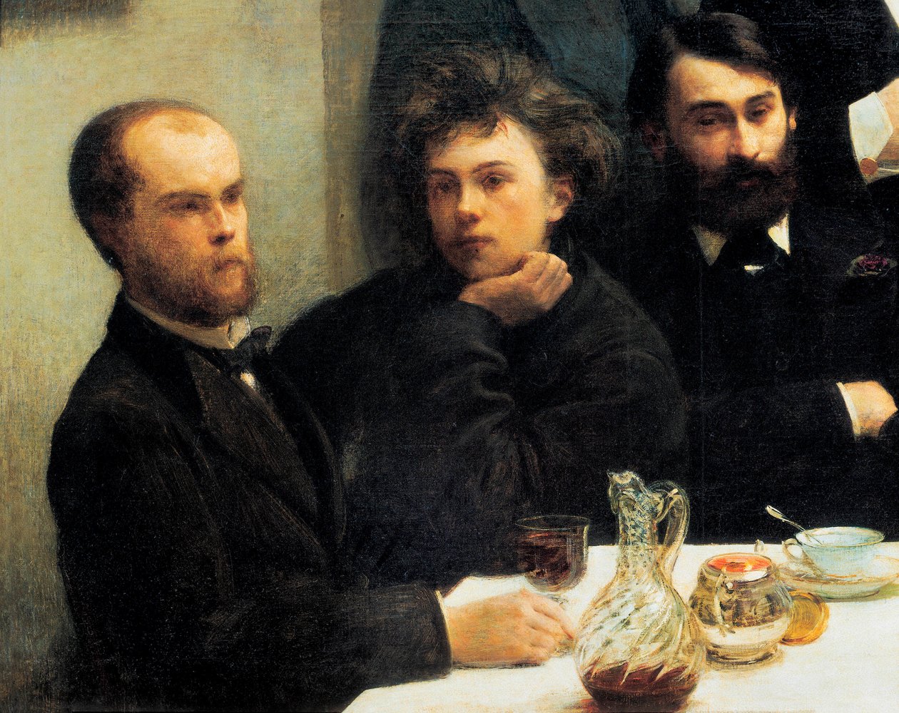 Masa köşesi: soldan sağa: Paul Verlaine, Arthur Rimbaud, Elzear Bonnier. (Resim, 19. yüzyıl) by Ignace Henri Jean Fantin Latour