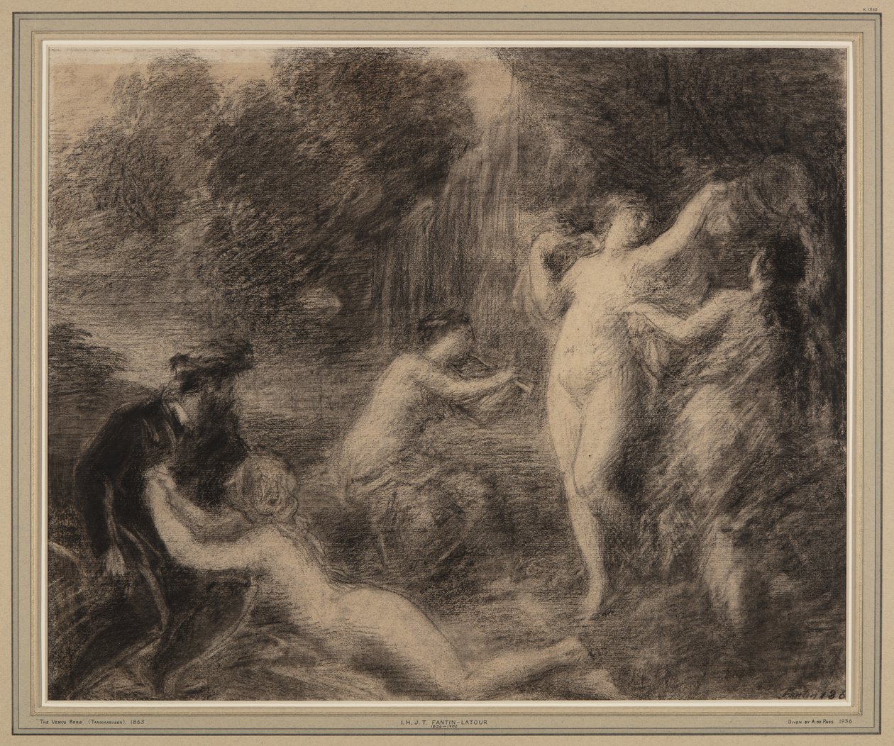 Tannhaüser au Venusberg (kağıt üzerinde tebeşir) by Ignace Henri Jean Fantin Latour